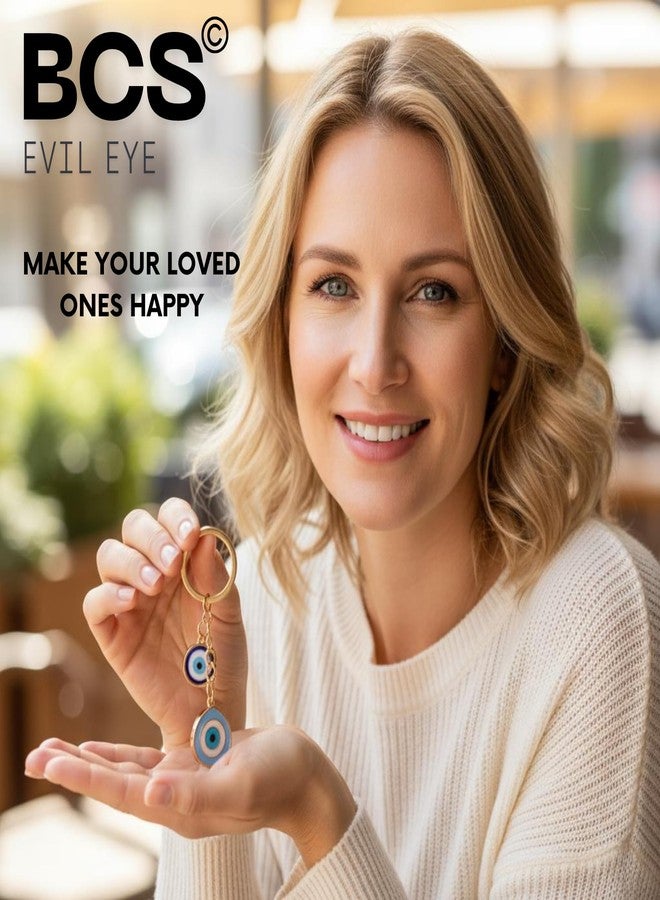 BCS تعليقة حقيبة على شكل عين شريرة من بي سي إس - تميمة لجلب الحظ والحماية - سلسلة مفاتيح للسيارة، إكسسوارات حقيبة يد للنساء (أزرق فاتح) - Image 5